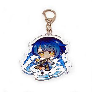 Genshin Impact Xingqiu Figures Acrylic Keychain G Shaped Buckle Accessories Cute Bag Car Pendant Key Ring Game Fans Gift Official Merch