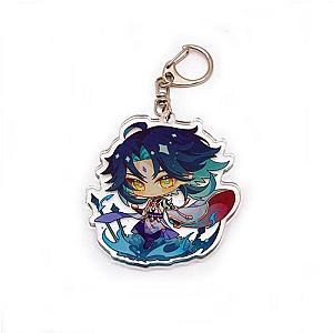 Genshin Impact Xiao Figures Acrylic Keychain G Shaped Buckle Accessories Cute Bag Car Pendant Key Ring Game Fans Gift Official Merch