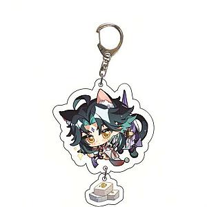 Genshin Impact Xiao Cosplay Acrylic Keychain G Shaped Buckle Accessories Bag Car Pendant Key Ring Game Fans Gift Official Merch