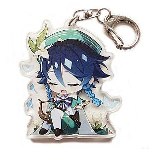 Genshin Impact Venti Figures Acrylic Keychain G Shaped Buckle Accessories Cute Bag Car Pendant Key Ring Game Fans Gift Official Merch