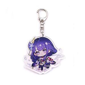 Genshin Impact Raiden Shogun Figures Acrylic Keychain G Shaped Buckle Accessories Cute Bag Car Pendant Key Ring Game Fans Gift Official Merch