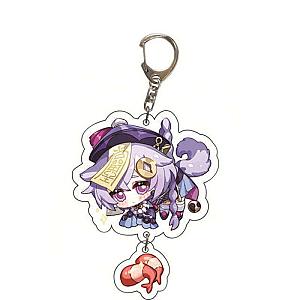 Genshin Impact Qiqi Cosplay Acrylic Keychain G Shaped Buckle Accessories Bag Car Pendant Key Ring Game Fans Gift Official Merch