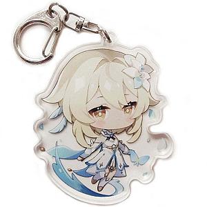 Genshin Impact Lumine Figures Acrylic Keychain G Shaped Buckle Accessories Cute Bag Car Pendant Key Ring Game Fans Gift Official Merch