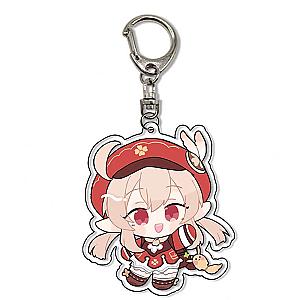 Genshin Impact Klee Cosplay Cute Mini Version Anime Acrylic Keychain For Car Bag G Shaped Buckle Official Merch