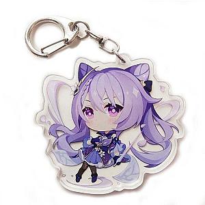 Genshin Impact Keqing Figures Acrylic Keychain G Shaped Buckle Accessories Cute Bag Car Pendant Key Ring Game Fans Gift Official Merch