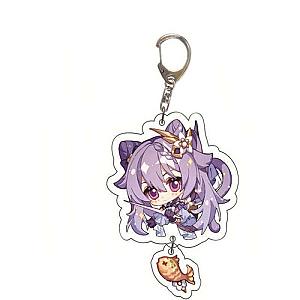 Genshin Impact Keqing Cosplay Acrylic Keychain G Shaped Buckle Accessories Bag Car Pendant Key Ring Game Fans Gift Official Merch