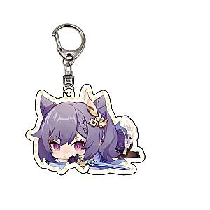 Genshin Impact Keqing Anime Acrylic Keychains Accessories Car Bag Pendant Key Ring Cosplay Cute Gifts Official Merch