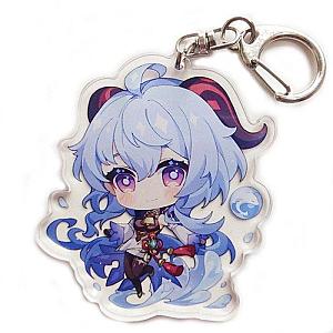 Genshin Impact Ganyu Figures Acrylic Keychain G Shaped Buckle Accessories Cute Bag Car Pendant Key Ring Game Fans Gift Official Merch