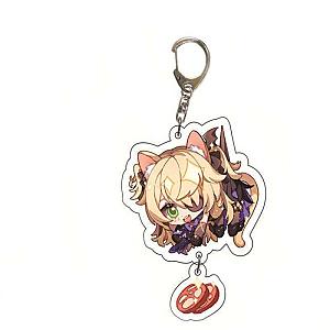 Genshin Impact Fischl Cosplay Acrylic Keychain G Shaped Buckle Accessories Bag Car Pendant Key Ring Game Fans Gift Official Merch