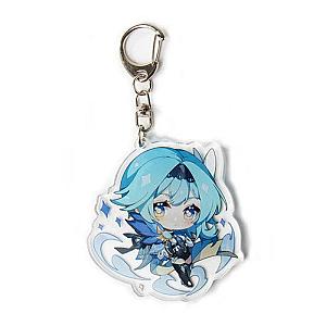 Genshin Impact Eula Lawrence Figures Acrylic Keychain G Shaped Buckle Accessories Cute Bag Car Pendant Key Ring Game Fans Gift Official Merch