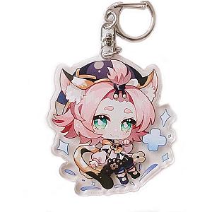 Genshin Impact Diona Figures Acrylic Keychain G Shaped Buckle Accessories Cute Bag Car Pendant Key Ring Game Fans Gift Official Merch