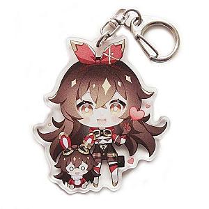 Genshin Impact Amber Figures Acrylic Keychain G Shaped Buckle Accessories Cute Bag Car Pendant Key Ring Game Fans Gift Official Merch