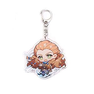 Genshin Impact Aloy Figures Acrylic Keychain G Shaped Buckle Accessories Cute Bag Car Pendant Key Ring Game Fans Gift Official Merch