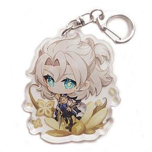 Genshin Impact Albedo Figures Acrylic Keychain G Shaped Buckle Accessories Cute Bag Car Pendant Key Ring Game Fans Gift Official Merch