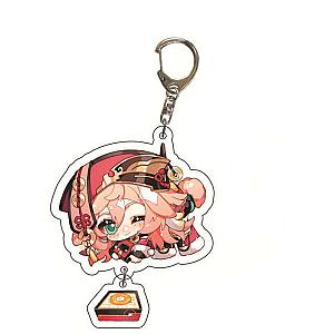 Cute Genshin Impact Yanfei Cosplay Acrylic Keychain G Shaped Buckle Accessories Bag Car Pendant Key Ring Game Fans Gift Official Merch