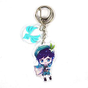 Cute Genshin Impact Venti Anime Acrylic Keychain For Women Accessories Bag Pendant Key Ring Girl Gift Official Merch