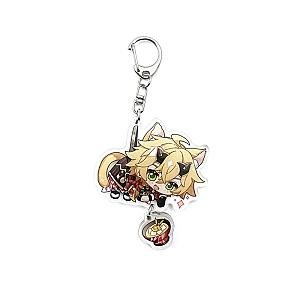 Cute Genshin Impact Thoma Cosplay Acrylic Keychain G Shaped Buckle Accessories Bag Car Pendant Key Ring Game Fans Gift Official Merch