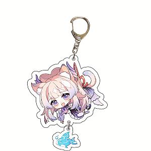 Cute Genshin Impact Sangonomiya Kokomi Cosplay Acrylic Keychain G Shaped Buckle Accessories Bag Car Pendant Key Ring Game Fans Gift Official Merch