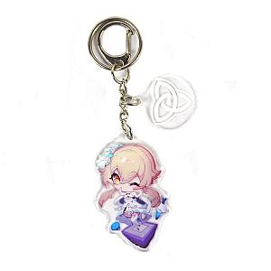 Cute Genshin Impact Lumine Anime Acrylic Keychain For Women Accessories Bag Pendant Key Ring Girl Gift Official Merch