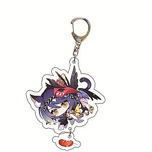 Cute Genshin Impact Kujou Sara Cosplay Acrylic Keychain G Shaped Buckle Accessories Bag Car Pendant Key Ring Game Fans Gift Official Merch