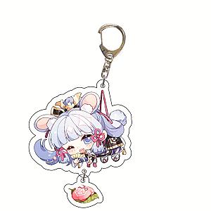 Cute Genshin Impact Kamisato Ayaka Cosplay Acrylic Keychain G Shaped Buckle Accessories Bag Car Pendant Key Ring Game Fans Gift Official Merch