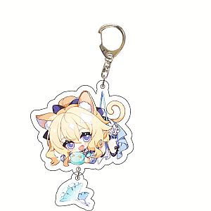 Cute Genshin Impact Jean Cosplay Acrylic Keychain G Shaped Buckle Accessories Bag Car Pendant Key Ring Game Fans Gift Official Merch