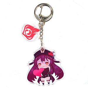 Cute Genshin Impact Hu Tao Anime Acrylic Keychain For Women Accessories Bag Pendant Key Ring Girl Gift Official Merch