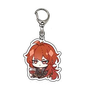 Cute Genshin Impact Diluc Ragnvindr Anime Acrylic Keychains Accessories Car Bag Pendant Key Ring Cosplay Gifts Official Merch