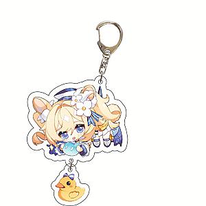 Cute Genshin Impact Barbara Cosplay Acrylic Keychain G Shaped Buckle Accessories Bag Car Pendant Key Ring Game Fans Gift Official Merch