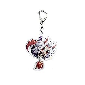 Cute Genshin Impact Arataki Itto Cosplay Acrylic Keychain G Shaped Buckle Accessories Bag Car Pendant Key Ring Game Fans Gift Official Merch