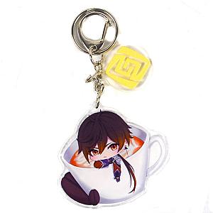 Cool Genshin Impact Zhongli Anime Acrylic Keychain For Women Accessories Bag Pendant Key Ring Girl Gift Official Merch