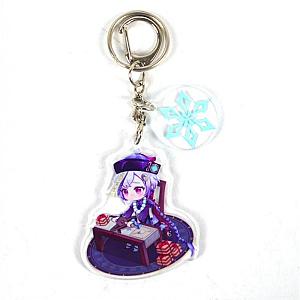 Cheap Genshin Impact Qiqi Anime Acrylic Keychain For Women Accessories Bag Pendant Key Ring Girl Gift Official Merch