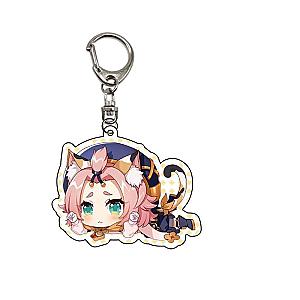 Cheap Genshin Impact Diona Anime Acrylic Keychains Accessories Car Bag Pendant Key Ring Cosplay Cute Gifts Official Merch