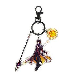 Anime Genshin Impact Zhongli Cosplay Acrylic Keychain Accessories Pendant Key Ring Game Fans Gift Official Merch