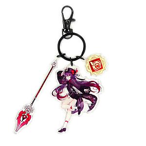 Anime Genshin Impact Hu Tao Cosplay Acrylic Keychain Accessories Pendant Key Ring Game Fans Gift Official Merch