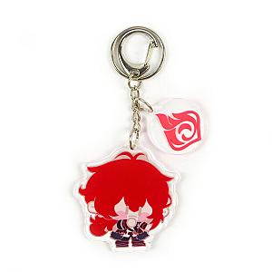 Anime Genshin Impact Diluc Ragnvindr Cosplay Acrylic Keychain Accessories Pendant Key Ring Game Fans Cute Gift Official Merch