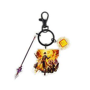 Anime Genshin Impact Acrylic Keychain Zhongli Cosplay Acrylic Accessories Pendant Key Ring Game Fans Gift Official Merch