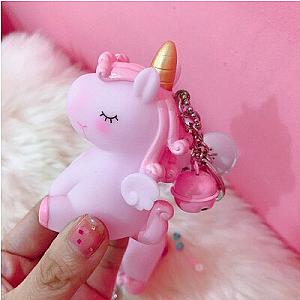 Animated Pink Unicorn Key Chain Keychains Doll Jewelry For Women Girl Cartoon Car Bell AT2302 Official Merch