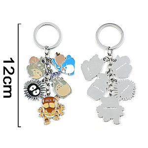 Black Childhood Miyazaki Totoro Cartoon Metal Keychains Animated Head Carbon Key AT2302 Official Merch