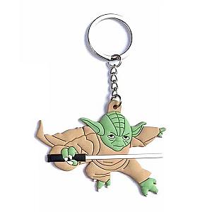 Baby Yoda Figure Keychain Pvc Animated Star Wars Doubel Side Key Rings Key Kids AT2302 Official Merch