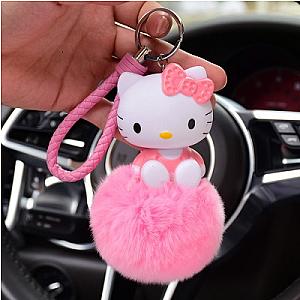 Cat Keychain Lucky Cat Leather Cord Car Key Charm Of The Animated Cartoon Fluffy Rabbit Fur AT2302 Official Merch