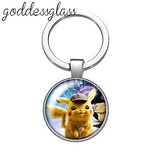 Cute Animated Cartoon Kawaii Round Cabochon Glass Photo Keychain Keychain Car Bag AT2302 Official Merch