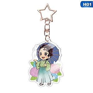 Demon Slayer Animated Styles Kimetsu No Yaiba Key Pendant Acrylic Sheet Ghost Cute AT2302 Official Merch