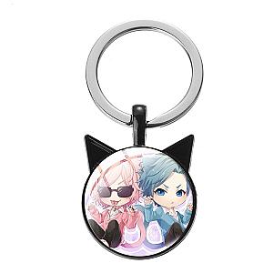 Ear Keychain Animated Yarichin The Photo Club Cat Art Key Chain Crystal Pendant AT2302 Official Merch