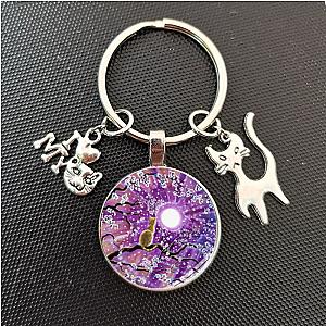 Keychain Sky Animated Cat In The Night With Women Earring Animal Cat Fashion Handbag Purse AT2302 Official Merch