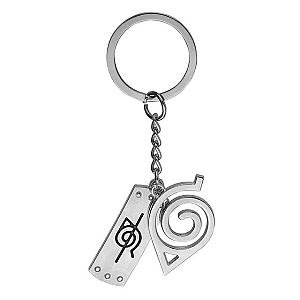 Kunai Shuriken Dart Gun Uzumaki Konoha Logo Keychain Black Key Ring AT2302 Official Merch