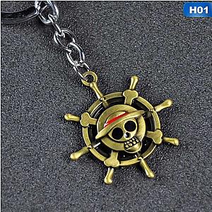 One Piece Key Chain Key Luffy Zoro Sanji Nami Metal Rings Hat Charm Of The Car Key AT2302 Official Merch