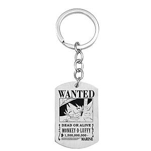 One Piece Car Keychain Charm Luffy Zoro Sanji Nami Key Stainless Steel Wrench AT2302 Official Merch