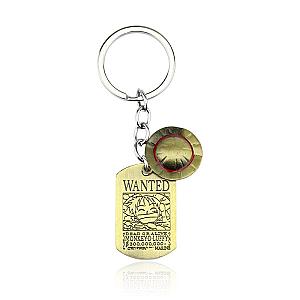 Part Wanted Poster Key Chain Hat Luffy The Key Rings Gift Rudder Chaveiro Keychain Car AT2302 Official Merch