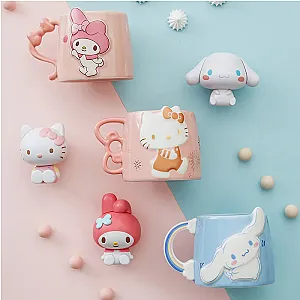 Kawaii Sanrio Mug Anime Hello Kitty My Melody Milk Coffee Cup Household